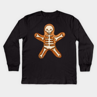 Watercolor halloween gingerbread skeleton Kids Long Sleeve T-Shirt